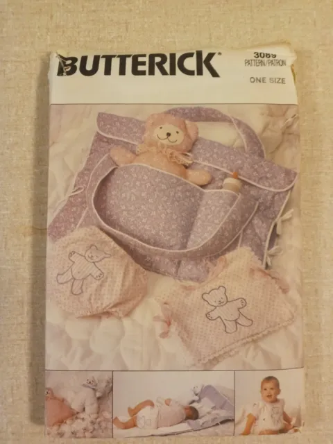 UNCUT Vintage Butterick Sewing Pattern  3089 Infant Diaper Bag Bib Top Toys 1985