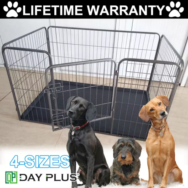 Heavy Duty Dog Puppy Cage Pet Playpen Whelping Box Metal Run Enclosure Floor NEW