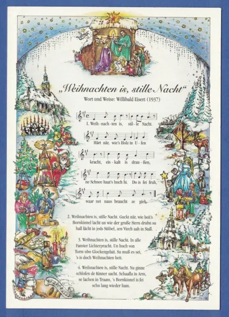 Die neue Lied-Postkarte aus dem Erzgebirge 1996, "Weihnachten is, stille Nacht"