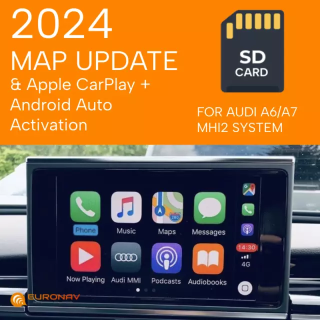 Audi A6/A7 MMI MHI2 2024 Maps Sat Nav Update + Apple CarPlay/Android Auto SD