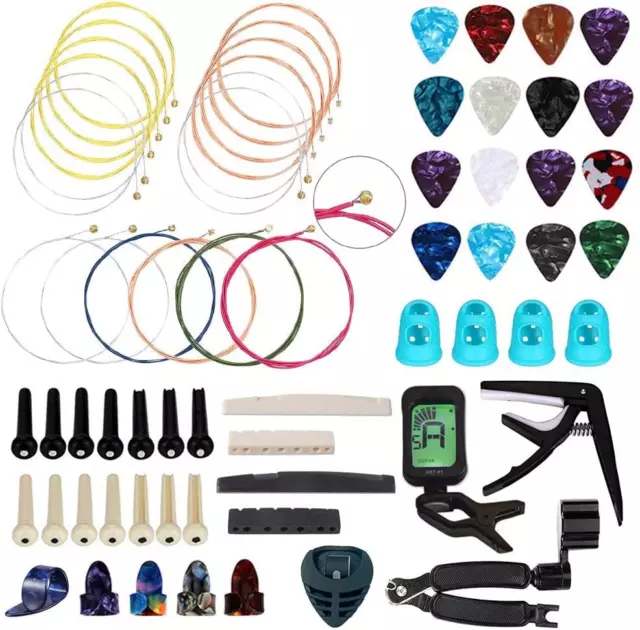 Kit de Accesorios De Guitarra 66 Piezas Incluye Cuerdas De Guitarra Picos Punta