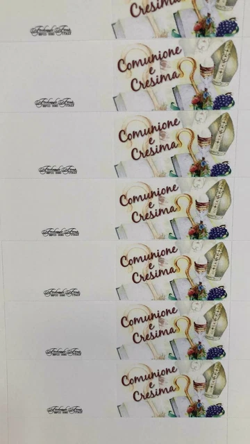 Vinciprova 50 Bigliettini Bomboniera Prima Comunione Personalizzati: Stampa A Colori, Made In Italy, 4,5x2,5 Cm