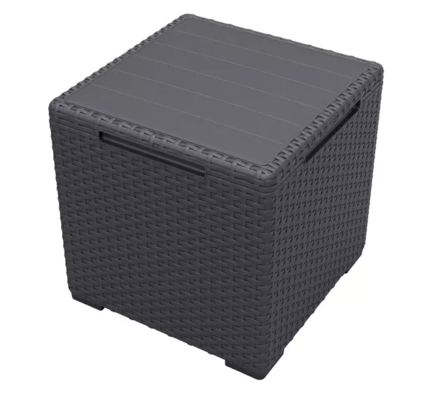 Garten Beistelltisch Rattan Optik Aufbewahrungsbox mit Deckel Box Tisch Outdoor