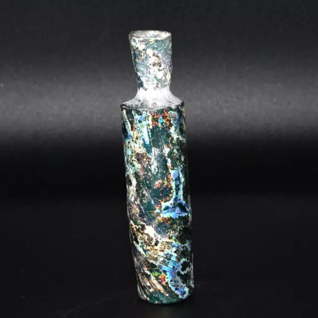 Large Ancient Roman Glass Bottle Vial with Iridescent Patina Circa 1st Century