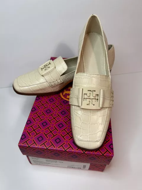 Tory Burch Croc Embossed Georgia Loafers in New Cream Leather Size 8.5  NIB 2