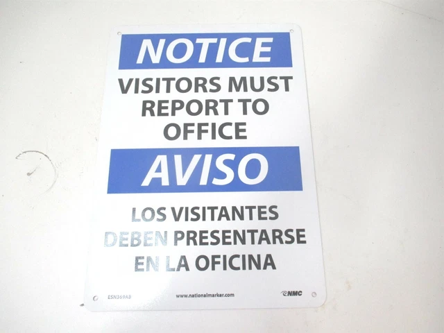 National Marker (ESN369AB) 10" x 14" Notice Visitors Must Report to Office Sign