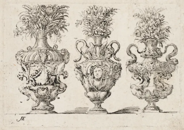 TESI (*1730) nach BELLA (*1610), Barocke Vasen mit Ornamentik, Rad. Barock