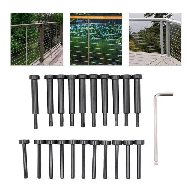 10 Pack 1/8" Silver Cable Railing Kit Invisible T316 Stainless Steel Hardware - View #3