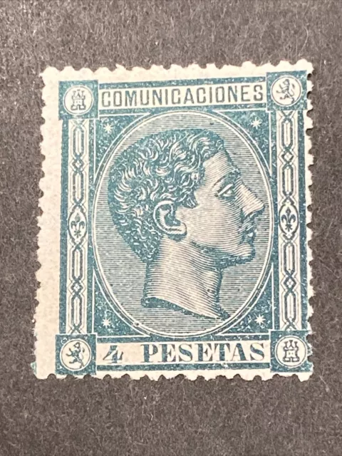 Edifil 170 4 Pts Alfonso XII , nuevo con goma, marquillado, Certificado COMEX