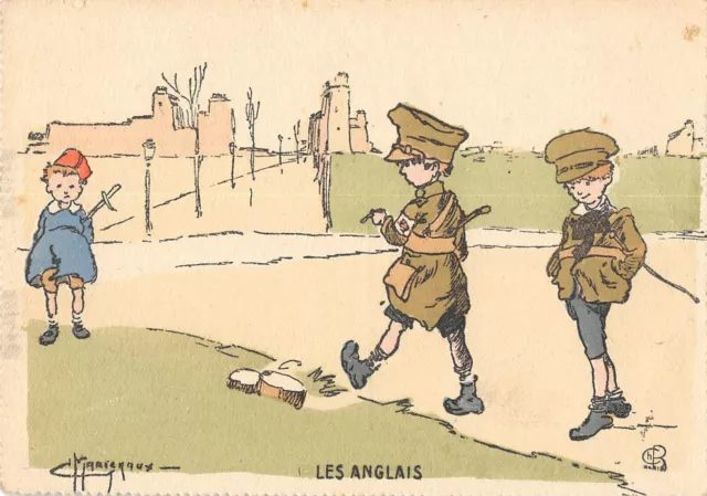 Cpa Guerre Illustrateur Les Anglais