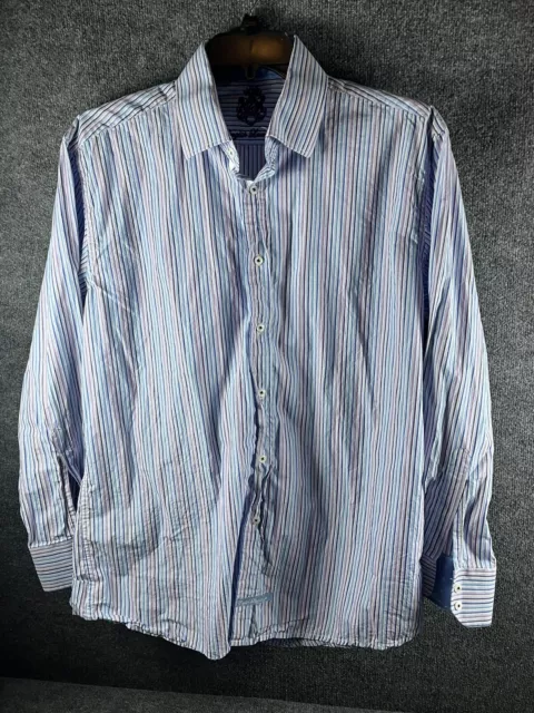 English Laundry Christopher Wicks Men's Flip Cuff Shirt 17-34/35 Striped Button