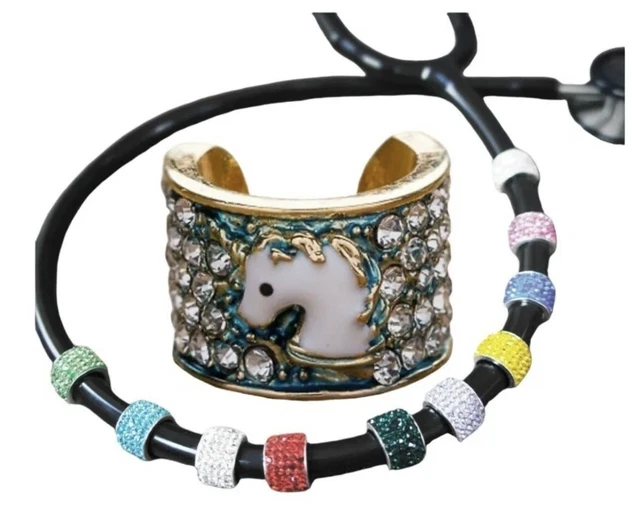 Prestige Medical Stethoscope CharMED Crystal Unicorn Blue Sparkle Free Shipping