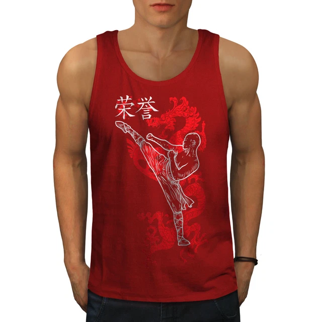 Wellcoda Ninja Dragon Warrior Mens Tank Top, Kung Fu Active Sports Shirt