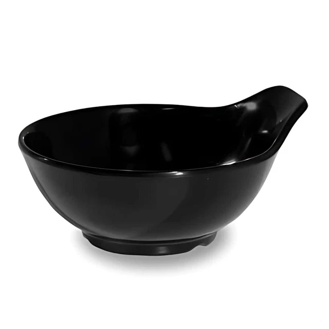Bol Mini En Mélamine Noir – Diamètre 9 Cm, Hauteur 4,5 Cm, Finition Vernis Réactif, Bords Peints à La Main