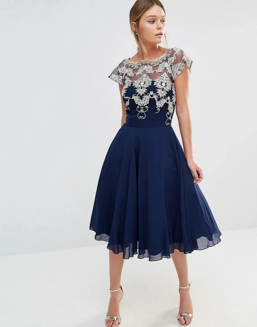 CHI CHI LONDON Navy Lace Dress - Size 8 20.00 - PicClick UK