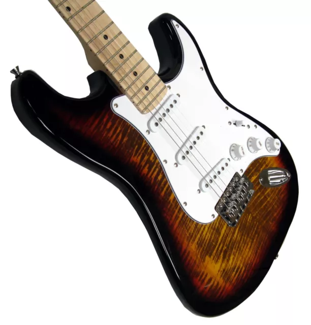 Knaller: Elektrogitarre Sunburst Flammed - Ahorn Fingerboard, E Gitarre St7Fl Fl