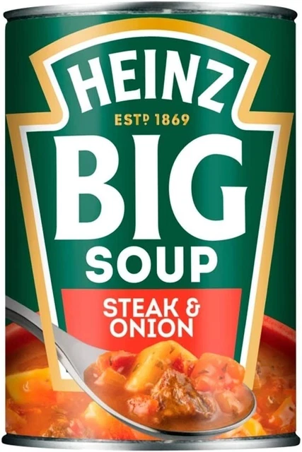 HEINZ BIG SOUP bistecca e cipolla grande 400 g x 8 lattine lattine LUNGA DATA