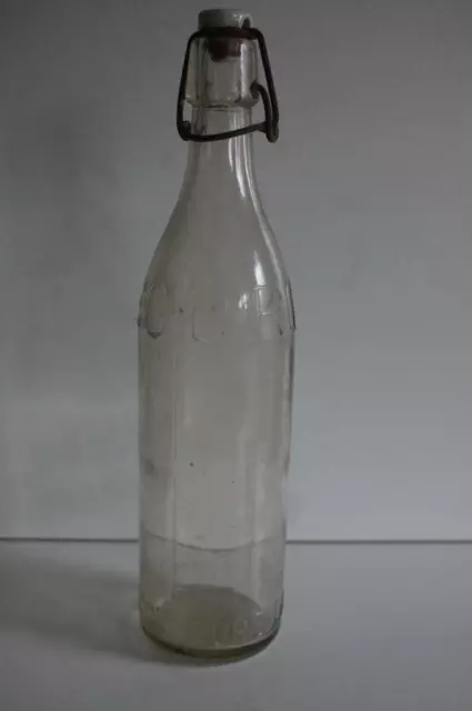 A Lovely Vintage Corona Soda Clear Glass Bottle With Porcelain Stopper,Thomas &