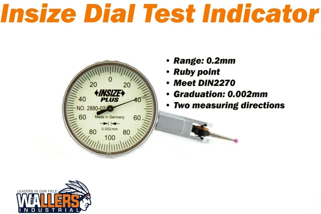 INSIZE 2880-02R RANGE Precision Dial Test Indicator 0.2 mm Ruby Point ...