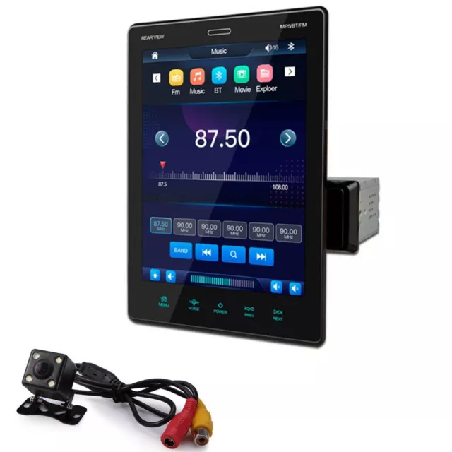 Single 1 DIN 9.5in Car MP5 Player Stereo Radio USB AUX Touch Screen W/Camera Kit