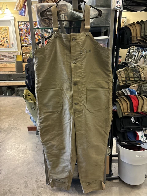 1940 S WW2 US Navy Heavy Canvas Wool Deck Coveralls Dungarees Size 