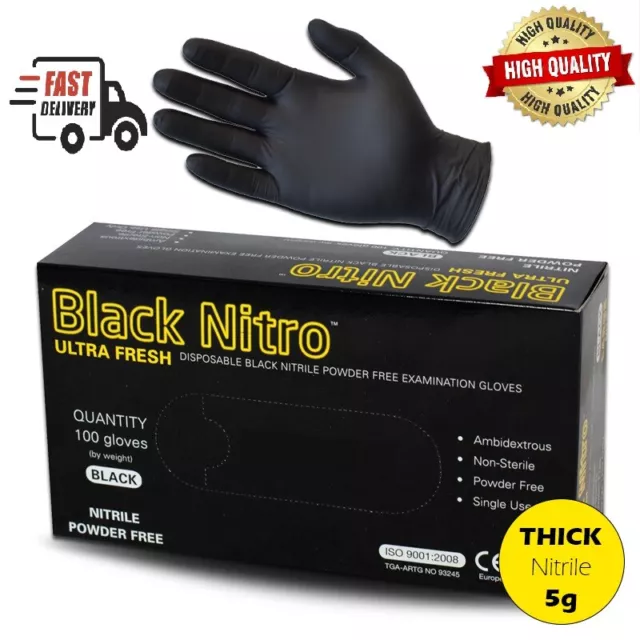 Black Disposable Powder Free Nitrile Gloves Food Industrial Medical Protection