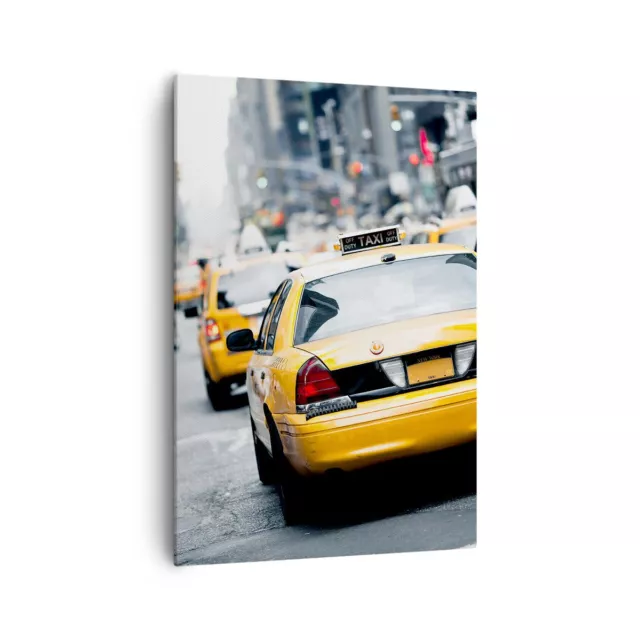 Wandbilder 70x100cm Leinwandbild Taxi Stra�e New York Gro� Bilder Art Wanddeko