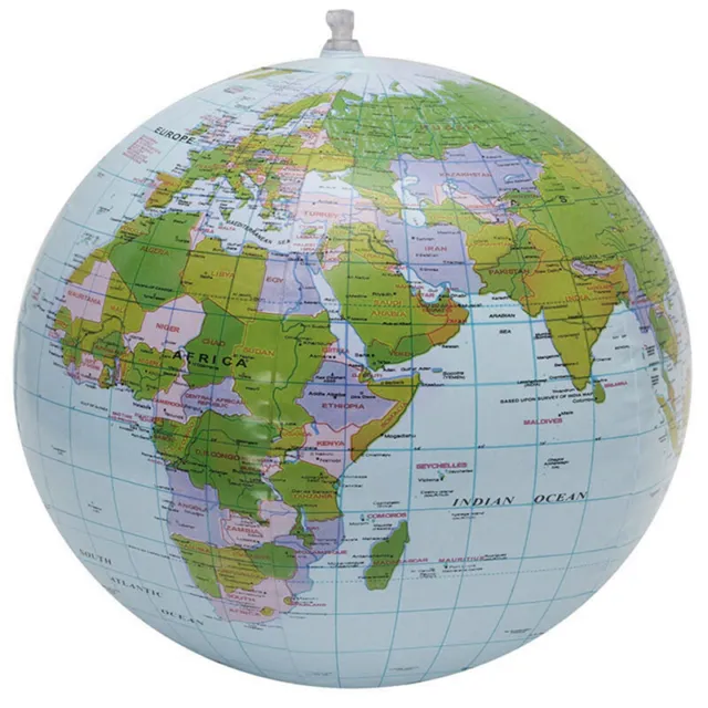 38cm Inflatable Globe World Earth Ocean Map Ball Geography Learning Beach Ba W02