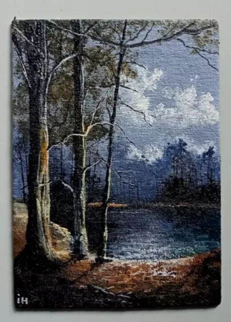 ACEO Original Painting Art Card Canvas of Landscape 100% Hand Painting IH