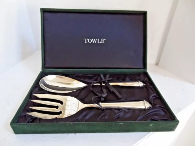 Vintage TOWLE Large 10" Silverplate Serving Fork & Spoon Wedding Anniversary