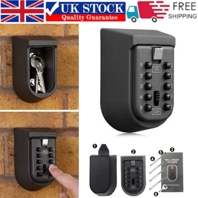 High Security Key Safe Box 4 Digit Code Lock Key Storage Wall Mounted Outdoor UK
