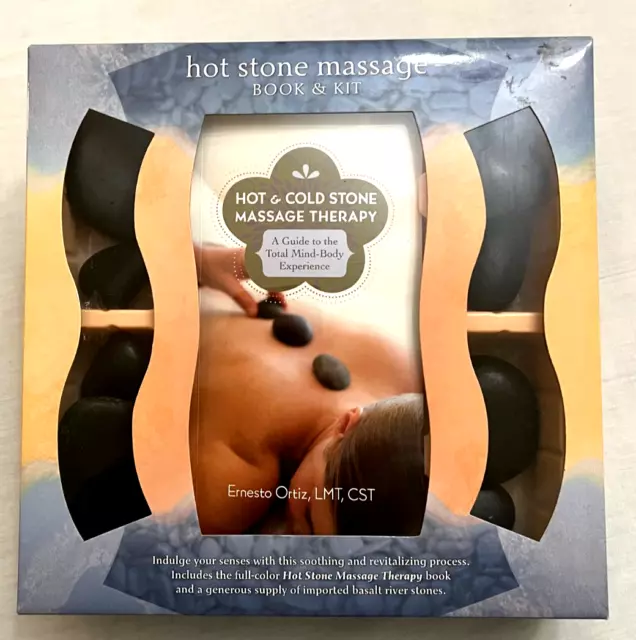 Hot & Cold Stone Massage Therapy Kit Basalt River Stones and 64 Page Book New