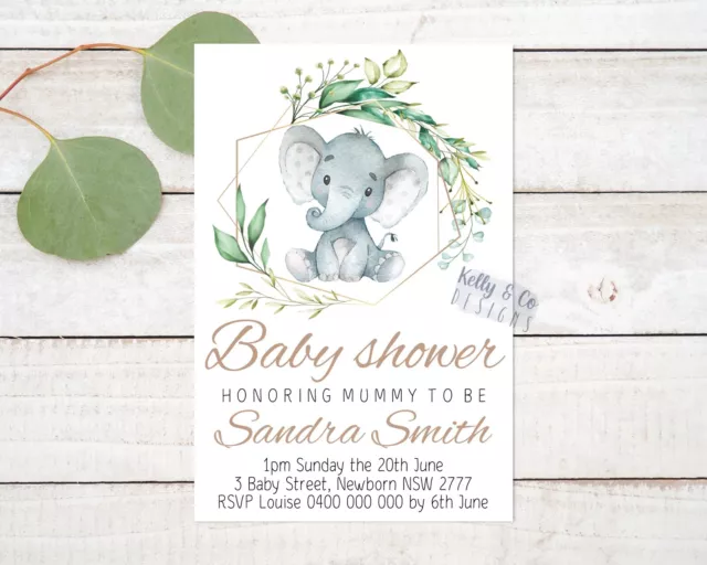 Elephant Baby Shower Invitation - Party Invite