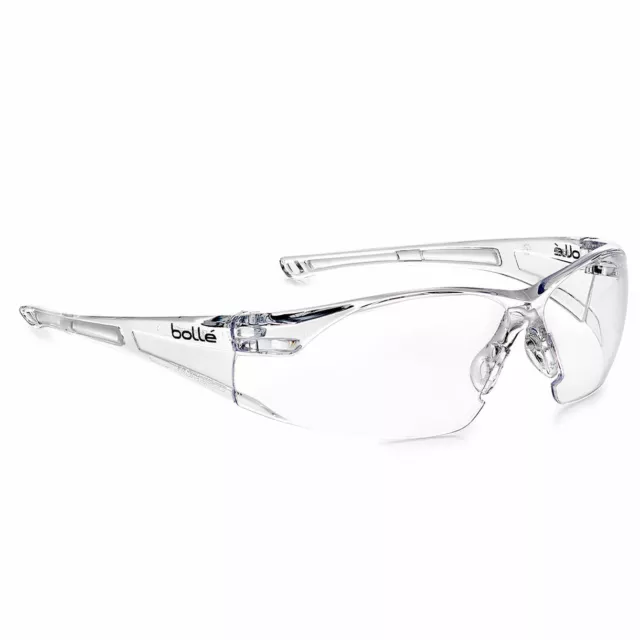Bolle Rush Safety Glasses Clear Frame Clear Anti-Fog Lens ANSI Z87.1+