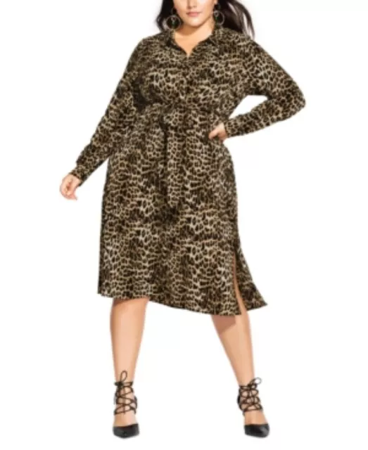 NWT CITY CHIC Womens Plus Size 24 Trendy Brown Black Leopard-Print ...