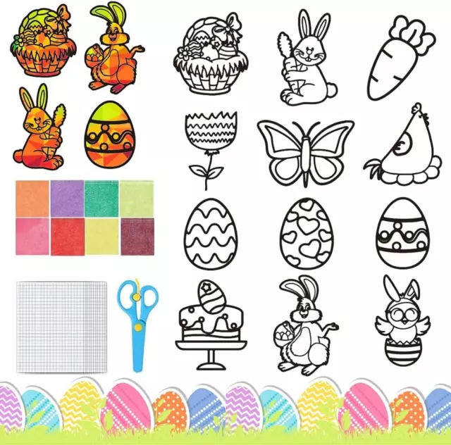 Ostern Basteln Kinder,12 Stück Fensterbilder Ostern Basteln,Ostern Fensterdeko,O