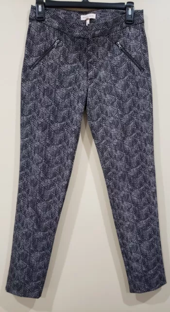 Rebecca Taylor Womens Ava Techy Stretchy Tuxedo Pants  Black White Print Size 4