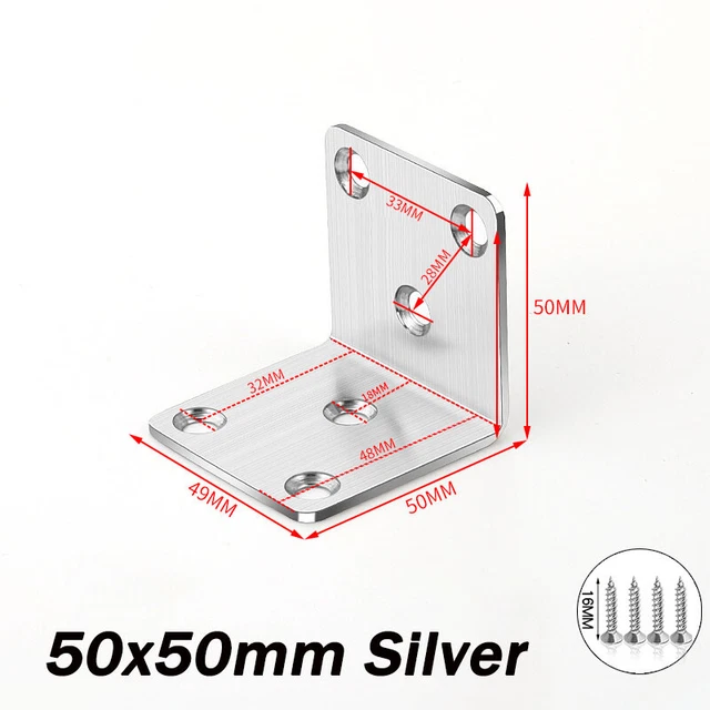 Stainless Steel 90° Right Angle Bracket Corner Brace Joint Shelf Support L Shape