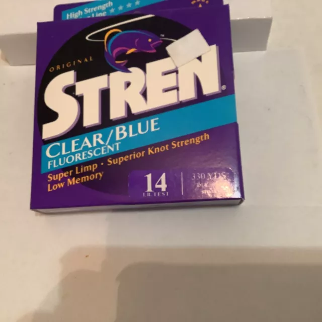 Nos Made In Usa Spool Of Stren 14Lb 330Yds Clear/Blue Fluorescent Fishing Line