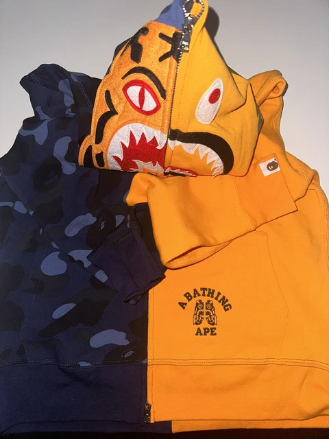 A BATHING APE Tiger Parker L Size Brown Yellow Full Zip Hoodie