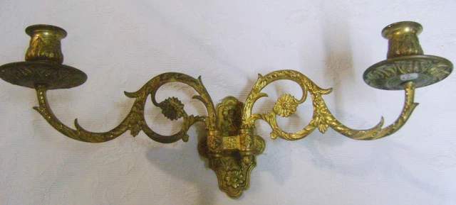 ANCIENNE APPLIQUE DE PIANO DOUBLE BRANCHES  EN BRONZE DORÉ E MULLER XIXème D997