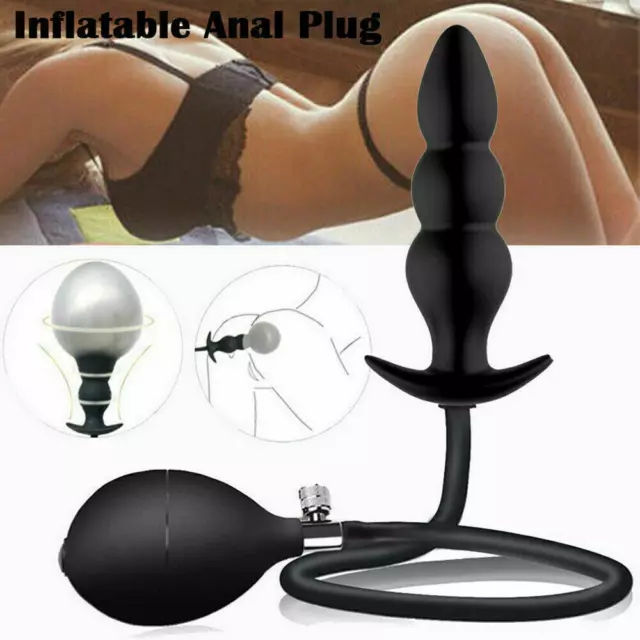 Big Inflatable-Male-Prostate-Anal-Plug-Massager-Dildo-Men-Women-Toy Lubricants