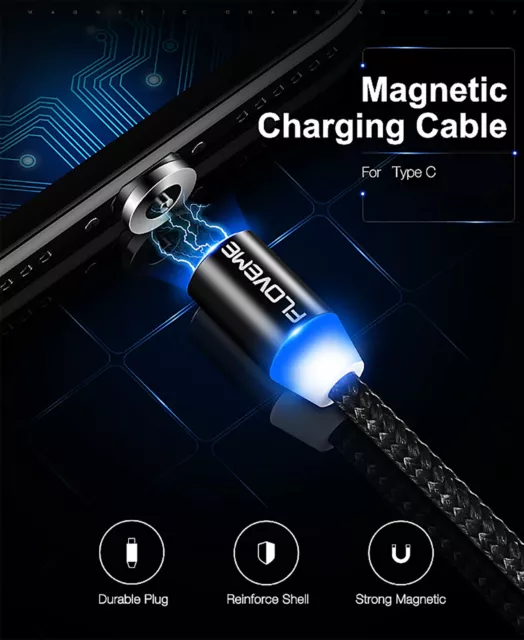 Câble de Charge Rapide magnétique FLOVEME 1 M, USB type C LED 2