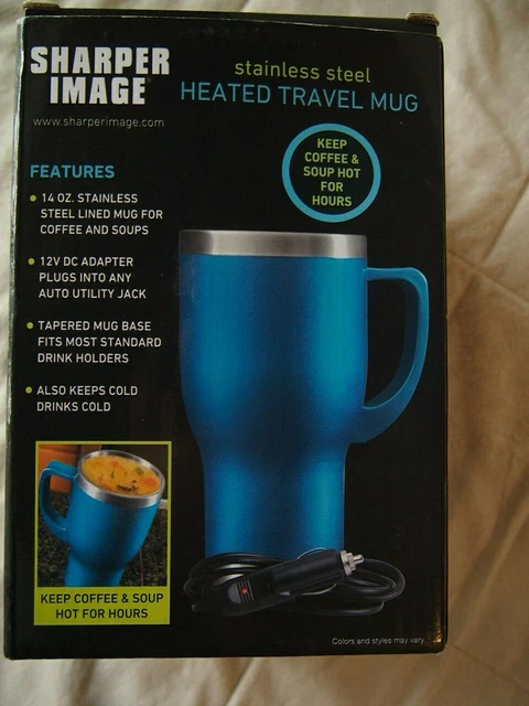 Sharper Image Stainless Steel Heated Travel Mug 14OZ. w/ 12V DC Adapter Plug 2