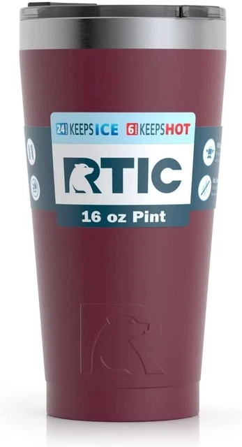 RTIC Pint 16 oz Insulated Tumbler Stainless Steel Metal Coffee, Frozen Maroon 8