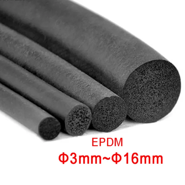 Black EPDM Rubber Foam Sealing Strip Round Bar For Cabinet Door Seal Φ3mm~Φ16mm