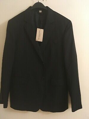 Burberry Mens Plain Black 2 Piece Suit Jacket Size 46 Trousers 42 Bnwt