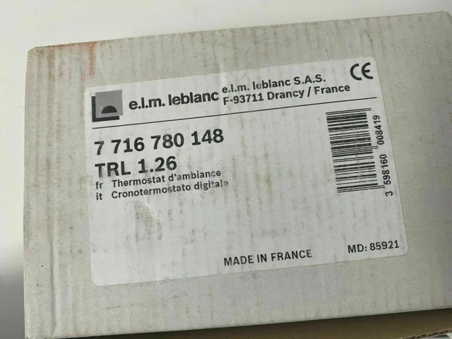 Thermostat d'ambiance programmable hebdommadaire TRL 7.26 RF 2 fils alimentation par piles