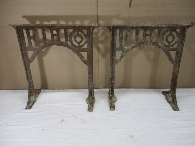 Antique Industrial Machine Age Cast Iron Legs Stand F.H. Co