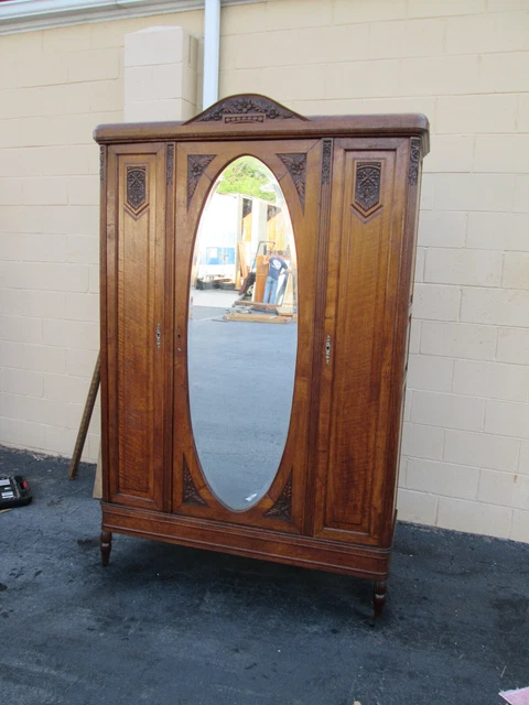 00001 Antique French Mirrored Armoire Wardrobe    58"W x 86"H